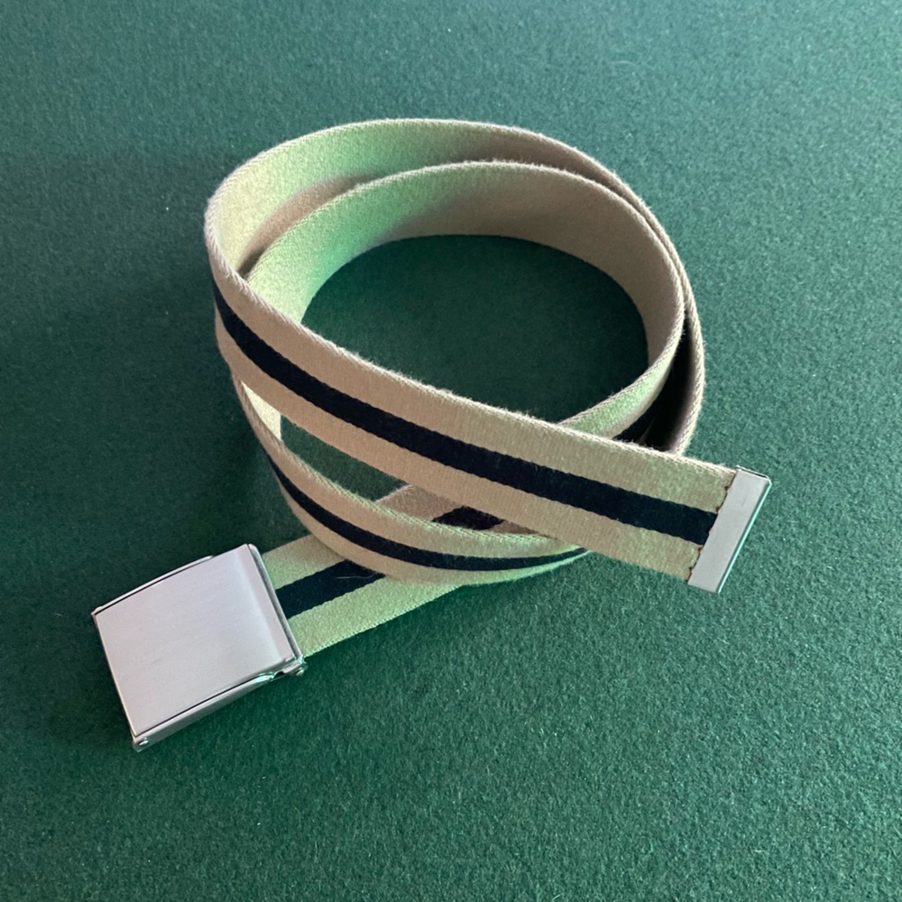 Military Buckle Striped Belt